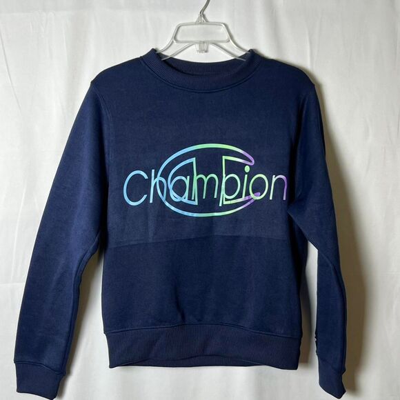 Champion Navy Blue Neon Outline Logo Crewneck (Size M) - Picture 1 of 7